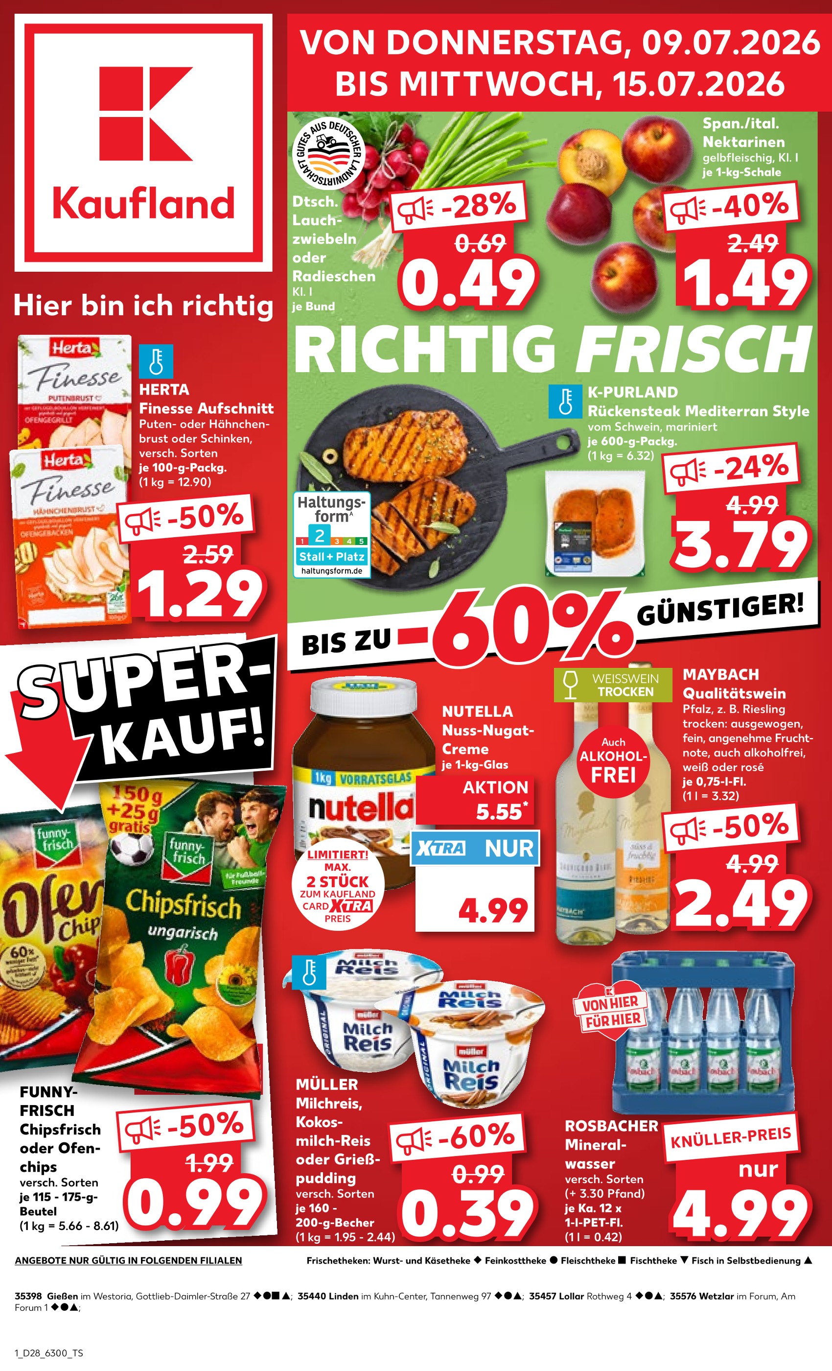 Kaufland Prospekt für Gießen: "Hier bin ich richtig", 52 Seiten, 09.07.2026 - 15.07.2026